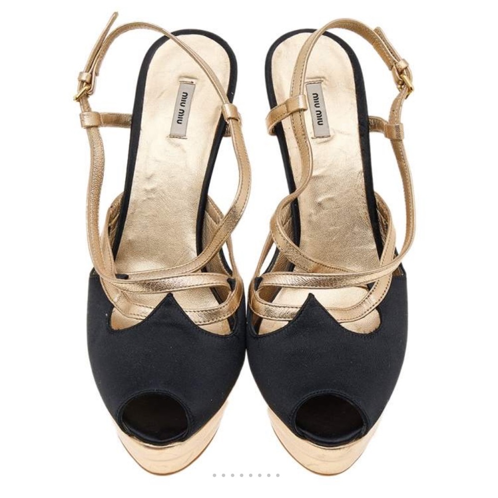 Miu Miu Black and Gold Platform Heels - Picture 3 of 14
